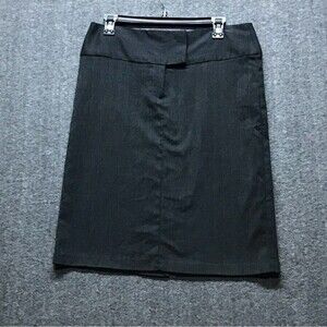 Vintage Le Lotus Bleu Ultra Fun Womens Large Skirt Gray Pencil Button Zip